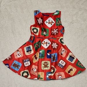 Toddler Girl's Satin Sleeveless A-Line Christmas Party Dress Size 120 4-5 Years